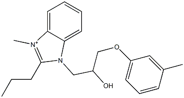 3-[2-hydroxy-3-(3-methylphenoxy)propyl]-1-methyl-2-propyl-3H-benzimidazol-1-ium Struktur