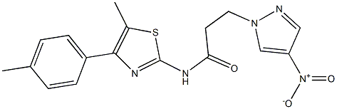 3-{4-nitro-1H-pyrazol-1-yl}-N-[5-methyl-4-(4-methylphenyl)-1,3-thiazol-2-yl]propanamide Struktur