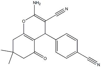 2-amino-4-(4-cyanophenyl)-7,7-dimethyl-5-oxo-5,6,7,8-tetrahydro-4H-chromene-3-carbonitrile Struktur