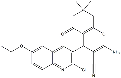 2-amino-4-[2-chloro-6-(ethyloxy)quinolin-3-yl]-7,7-dimethyl-5-oxo-5,6,7,8-tetrahydro-4H-chromene-3-carbonitrile Struktur