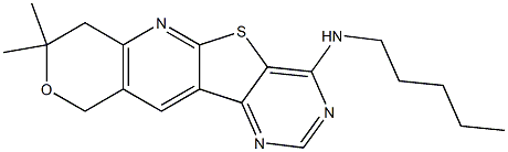 N-(8,8-dimethyl-7,10-dihydro-8H-pyrano[3'',4'':5',6']pyrido[3',2':4,5]thieno[3,2-d]pyrimidin-4-yl)-N-pentylamine Struktur