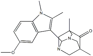 2-(5-methoxy-1,2-dimethyl-1H-indol-3-yl)-5,7-dimethyl-1,3-diazatricyclo[3.3.1.1~3,7~]decan-6-one Struktur