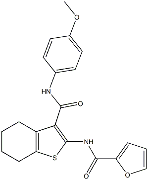 N-{3-[(4-methoxyanilino)carbonyl]-4,5,6,7-tetrahydro-1-benzothien-2-yl}-2-furamide Struktur