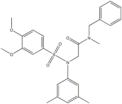 N-benzyl-2-{[(3,4-dimethoxyphenyl)sulfonyl]-3,5-dimethylanilino}-N-methylacetamide Struktur