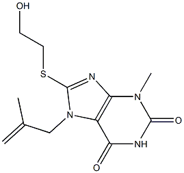 8-[(2-hydroxyethyl)sulfanyl]-3-methyl-7-(2-methyl-2-propenyl)-3,7-dihydro-1H-purine-2,6-dione Struktur