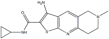 3-amino-N-cyclopropyl-6-methyl-5,6,7,8-tetrahydrothieno[2,3-b][1,6]naphthyridine-2-carboxamide Struktur