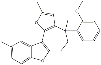 4-(2-methoxyphenyl)-2,4,10-trimethyl-5,6-dihydro-4H-furo[2',3':3,4]cyclohepta[1,2-b][1]benzofuran Struktur