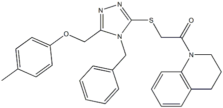 1-[({4-benzyl-5-[(4-methylphenoxy)methyl]-4H-1,2,4-triazol-3-yl}sulfanyl)acetyl]-1,2,3,4-tetrahydroquinoline Struktur