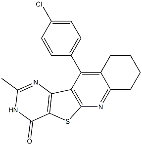 11-(4-chlorophenyl)-2-methyl-7,8,9,10-tetrahydropyrimido[4',5':4,5]thieno[2,3-b]quinolin-4(3H)-one Struktur