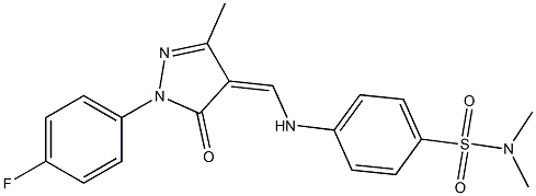 4-({[1-(4-fluorophenyl)-3-methyl-5-oxo-1,5-dihydro-4H-pyrazol-4-ylidene]methyl}amino)-N,N-dimethylbenzenesulfonamide Struktur