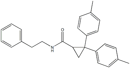 2,2-bis(4-methylphenyl)-N-(2-phenylethyl)cyclopropanecarboxamide Struktur