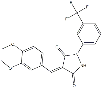 4-(3,4-dimethoxybenzylidene)-1-[3-(trifluoromethyl)phenyl]-3,5-pyrazolidinedione Struktur