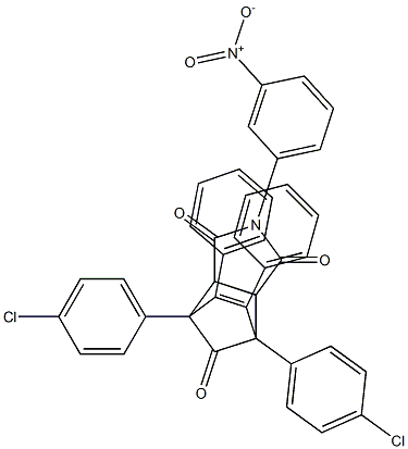 1,7-bis(4-chlorophenyl)-4-{3-nitrophenyl}-8,9-diphenyl-4-azatricyclo[5.2.1.0~2,6~]dec-8-ene-3,5,10-trione Struktur