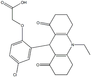 [4-chloro-2-(10-ethyl-1,8-dioxo-1,2,3,4,5,6,7,8,9,10-decahydro-9-acridinyl)phenoxy]acetic acid Struktur