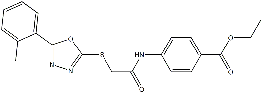 ethyl 4-[({[5-(2-methylphenyl)-1,3,4-oxadiazol-2-yl]sulfanyl}acetyl)amino]benzoate Struktur