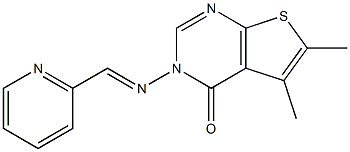 5,6-dimethyl-3-[(2-pyridinylmethylene)amino]thieno[2,3-d]pyrimidin-4(3H)-one Struktur