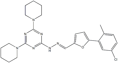 5-(5-chloro-2-methylphenyl)-2-furaldehyde [4,6-di(1-piperidinyl)-1,3,5-triazin-2-yl]hydrazone Struktur