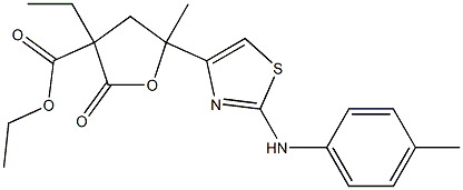 ethyl 3-ethyl-5-methyl-2-oxo-5-[2-(4-toluidino)-1,3-thiazol-4-yl]tetrahydro-3-furancarboxylate Struktur