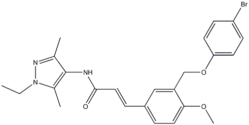 3-{3-[(4-bromophenoxy)methyl]-4-methoxyphenyl}-N-(1-ethyl-3,5-dimethyl-1H-pyrazol-4-yl)acrylamide Struktur