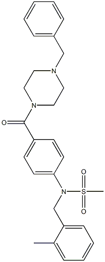 N-{4-[(4-benzyl-1-piperazinyl)carbonyl]phenyl}-N-(2-methylbenzyl)methanesulfonamide Struktur