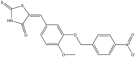 5-[3-({4-nitrobenzyl}oxy)-4-methoxybenzylidene]-2-thioxo-1,3-thiazolidin-4-one Struktur