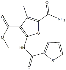 methyl 5-(aminocarbonyl)-4-methyl-2-[(2-thienylcarbonyl)amino]-3-thiophenecarboxylate Struktur