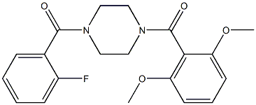 1-(2,6-dimethoxybenzoyl)-4-(2-fluorobenzoyl)piperazine Struktur