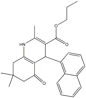 propyl 2,7,7-trimethyl-4-(1-naphthyl)-5-oxo-1,4,5,6,7,8-hexahydro-3-quinolinecarboxylate Struktur