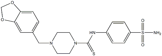 N-[4-(aminosulfonyl)phenyl]-4-(1,3-benzodioxol-5-ylmethyl)-1-piperazinecarbothioamide Struktur