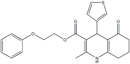 2-phenoxyethyl 2-methyl-5-oxo-4-(3-thienyl)-1,4,5,6,7,8-hexahydro-3-quinolinecarboxylate Struktur