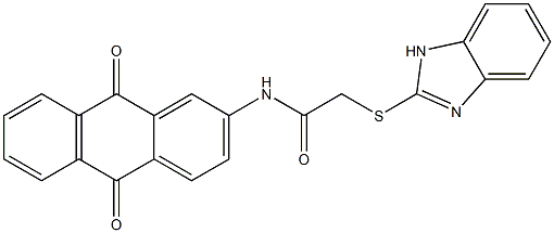 2-(1H-benzimidazol-2-ylsulfanyl)-N-(9,10-dioxo-9,10-dihydro-2-anthracenyl)acetamide Struktur