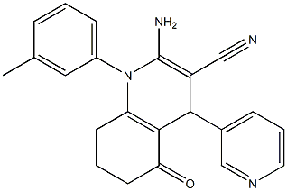 2-amino-1-(3-methylphenyl)-5-oxo-4-pyridin-3-yl-1,4,5,6,7,8-hexahydroquinoline-3-carbonitrile Struktur