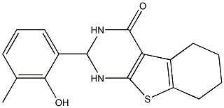 2-(2-hydroxy-3-methylphenyl)-2,3,5,6,7,8-hexahydro[1]benzothieno[2,3-d]pyrimidin-4(1H)-one Struktur