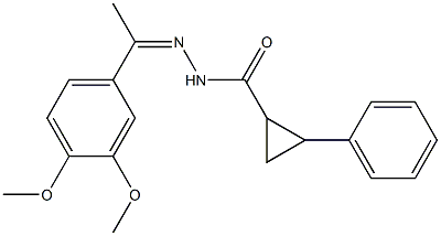 N'-[1-(3,4-dimethoxyphenyl)ethylidene]-2-phenylcyclopropanecarbohydrazide Struktur