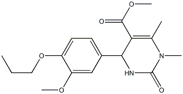 methyl 4-(3-methoxy-4-propoxyphenyl)-1,6-dimethyl-2-oxo-1,2,3,4-tetrahydropyrimidine-5-carboxylate Struktur