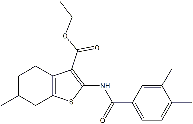 ethyl 2-[(3,4-dimethylbenzoyl)amino]-6-methyl-4,5,6,7-tetrahydro-1-benzothiophene-3-carboxylate Struktur