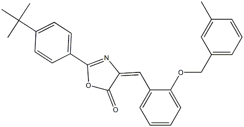 2-(4-tert-butylphenyl)-4-{2-[(3-methylbenzyl)oxy]benzylidene}-1,3-oxazol-5(4H)-one Struktur