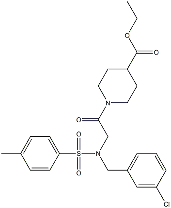 ethyl 1-({(3-chlorobenzyl)[(4-methylphenyl)sulfonyl]amino}acetyl)piperidine-4-carboxylate Struktur