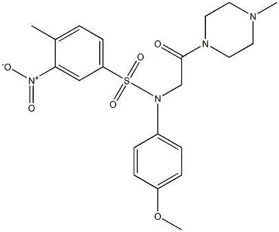 3-nitro-N-(4-methoxyphenyl)-4-methyl-N-[2-(4-methyl-1-piperazinyl)-2-oxoethyl]benzenesulfonamide Struktur