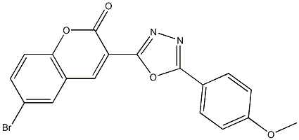 6-bromo-3-{5-[4-(methyloxy)phenyl]-1,3,4-oxadiazol-2-yl}-2H-chromen-2-one Struktur