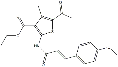 ethyl 5-acetyl-2-{[3-(4-methoxyphenyl)acryloyl]amino}-4-methyl-3-thiophenecarboxylate Struktur