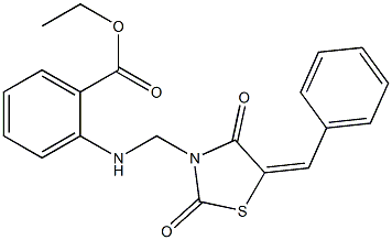 ethyl 2-{[(5-benzylidene-2,4-dioxo-1,3-thiazolidin-3-yl)methyl]amino}benzoate Struktur