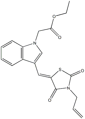 ethyl {3-[(3-allyl-2,4-dioxo-1,3-thiazolidin-5-ylidene)methyl]-1H-indol-1-yl}acetate Struktur