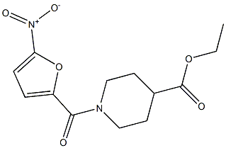 ethyl 1-{5-nitro-2-furoyl}-4-piperidinecarboxylate Struktur