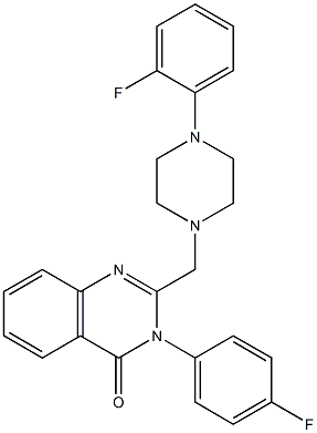 3-(4-fluorophenyl)-2-{[4-(2-fluorophenyl)-1-piperazinyl]methyl}-4(3H)-quinazolinone Struktur