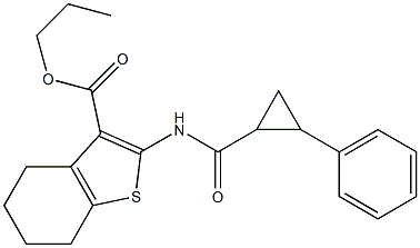 propyl 2-{[(2-phenylcyclopropyl)carbonyl]amino}-4,5,6,7-tetrahydro-1-benzothiophene-3-carboxylate Struktur