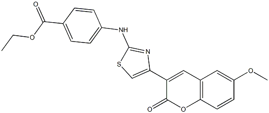 ethyl 4-{[4-(6-methoxy-2-oxo-2H-chromen-3-yl)-1,3-thiazol-2-yl]amino}benzoate Struktur