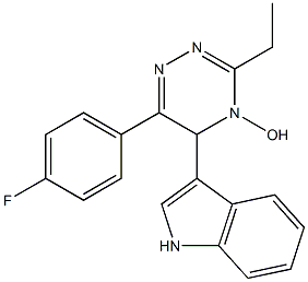 3-ethyl-6-(4-fluorophenyl)-5-(1H-indol-3-yl)-1,2,4-triazin-4(5H)-ol Struktur