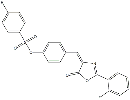 4-[(2-(2-fluorophenyl)-5-oxo-1,3-oxazol-4(5H)-ylidene)methyl]phenyl 4-fluorobenzenesulfonate Struktur