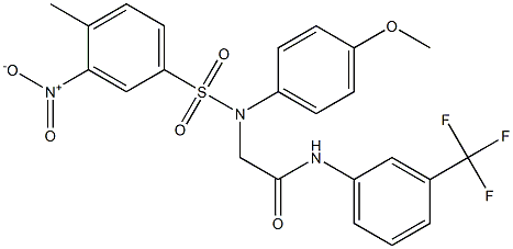 2-[({3-nitro-4-methylphenyl}sulfonyl)-4-methoxyanilino]-N-[3-(trifluoromethyl)phenyl]acetamide Struktur